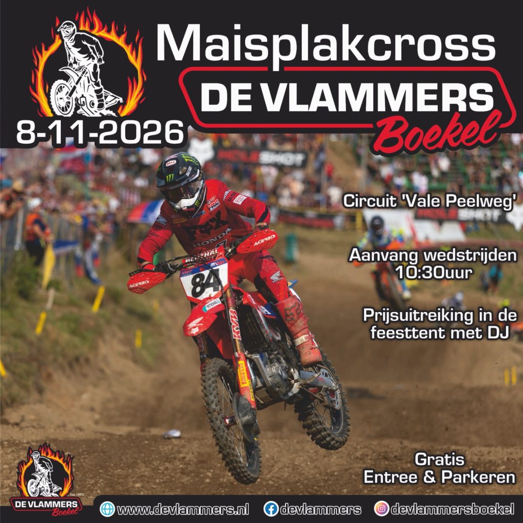Poster Maisplakcross De Vlammers Boekel, zondag 8 november 2026
